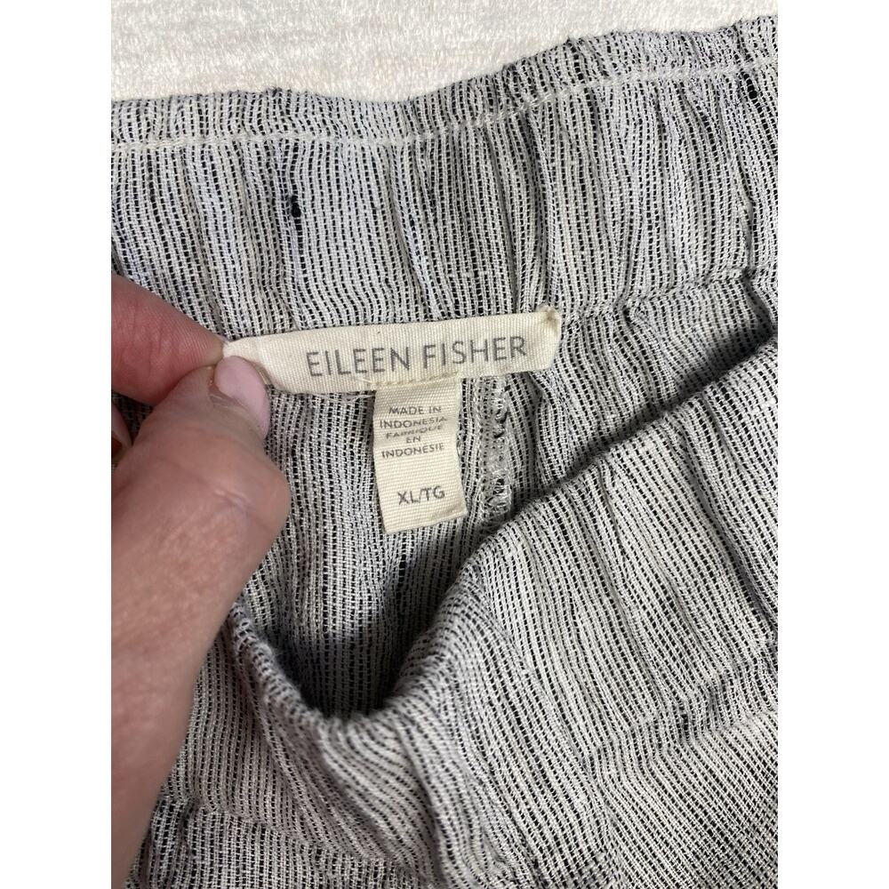 Eileen Fisher Pants XL Organic Linen Crinkle Cropped Wide Leg Coastal Resort - Picture 8 of 15